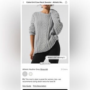 ALO Yoga cable knit crew neck sweater